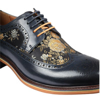 Ross - meeste lillelise mustriga nahast tumesinised brogue-kingad