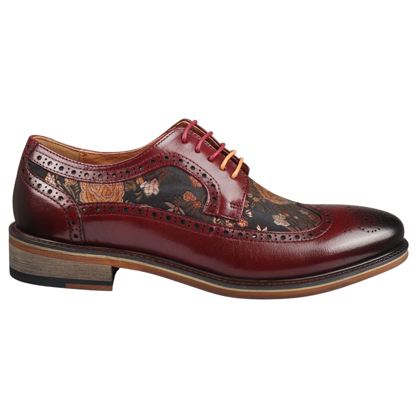 Ross - meeste lillelise mustriga punased brogue-mustriga nahast kingad