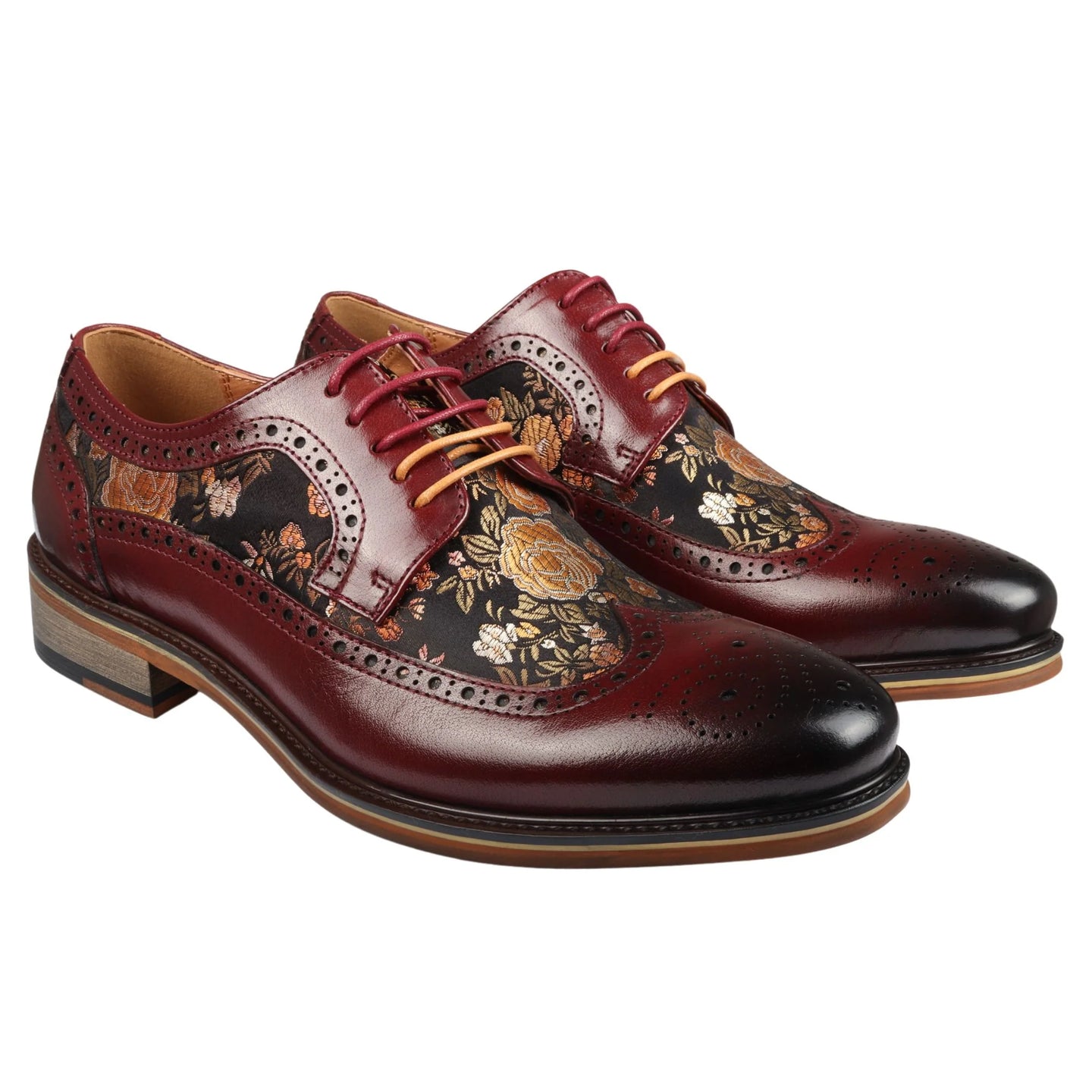 Ross - meeste lillelise mustriga punased brogue-mustriga nahast kingad
