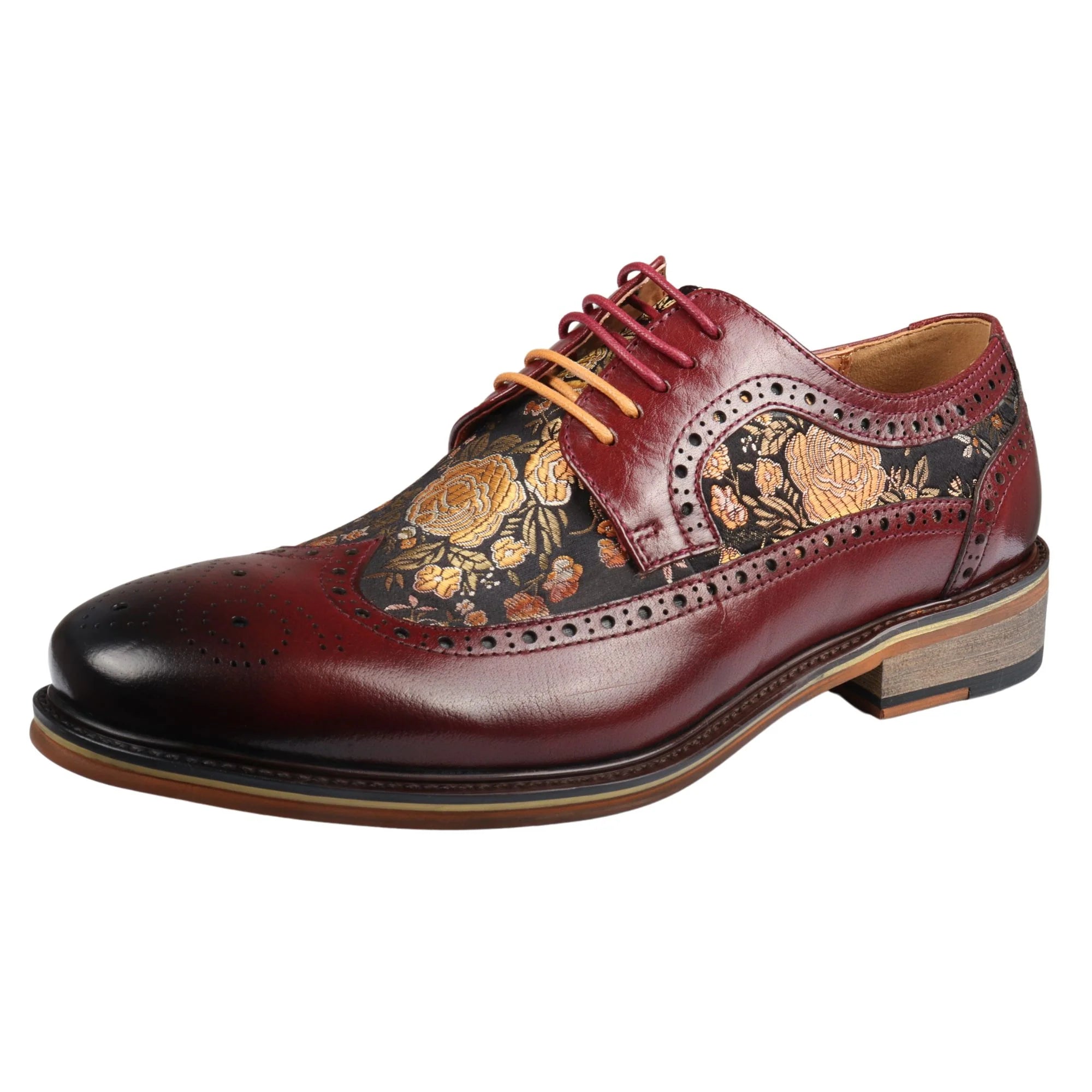 Ross - meeste lillelise mustriga punased brogue-mustriga nahast kingad