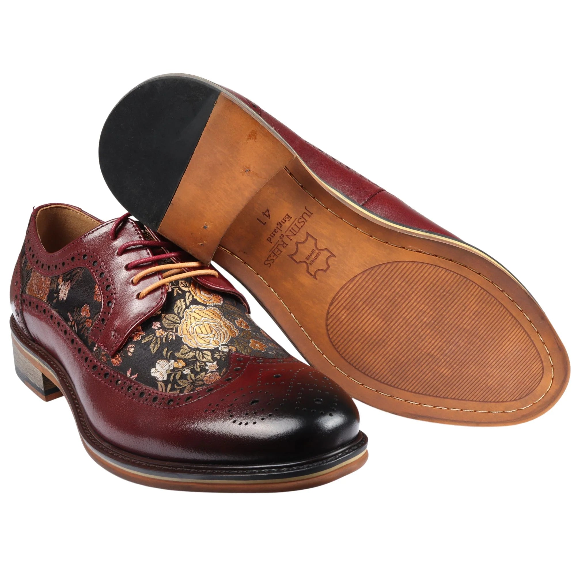 Ross - meeste lillelise mustriga punased brogue-mustriga nahast kingad