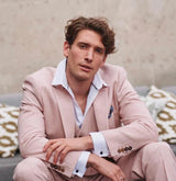 Meeste kalasabamustriga tviidülikond roosapunane retro vintage lühikeste ja pikkade varrukatega