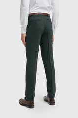 Thomas - oliivroheline kolmeosaline villasegu tviidülikond