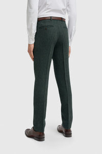 Thomas - oliivroheline kolmeosaline villasegu tviidülikond