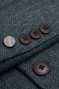 Thomas - oliivroheline kolmeosaline villasegu tviidülikond