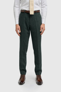 Thomas - oliivroheline kolmeosaline villasegu tviidülikond