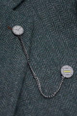 Thomas - oliivroheline kolmeosaline villasegu tviidülikond