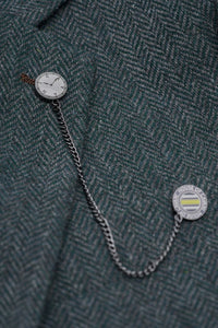 Thomas - oliivroheline kolmeosaline villasegu tviidülikond