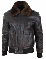 Meeste pruun nahkpommitaja jakk