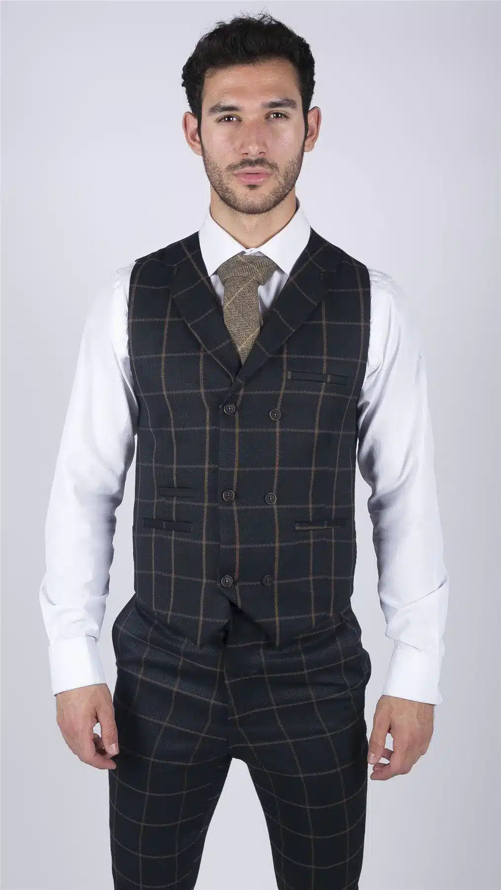 Meeste klassikaline vest Walesi printsist ruuduline tumesinine kitsas lõige vintage pulm