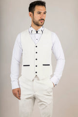 AK-24 meeste valge kolmeosaline sametist pulmasmoking mustade revääridega