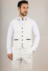 AK-24 meeste valge kolmeosaline sametist pulmasmoking mustade revääridega