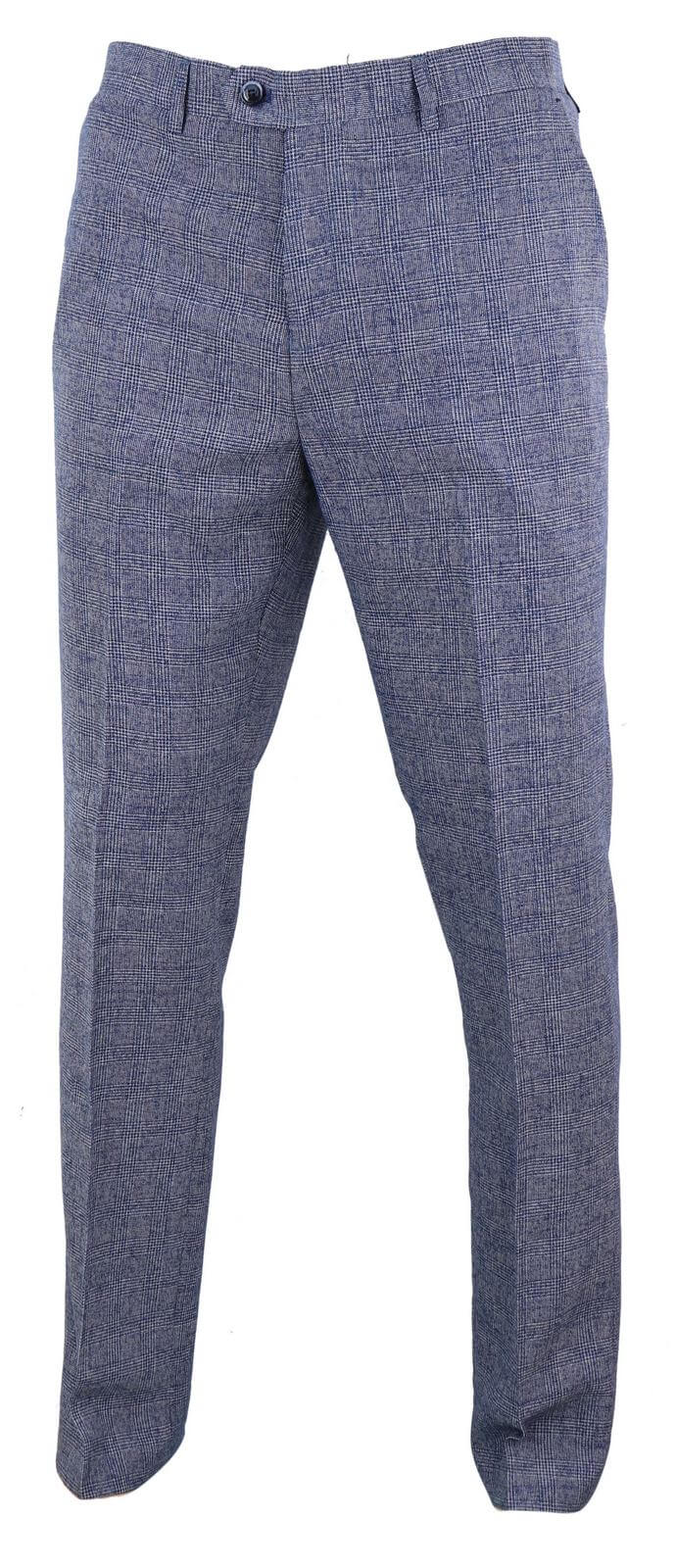Cavani Antonio - Meeste hallikassinised ruudulised vintage-püksid - tavalise pikkusega