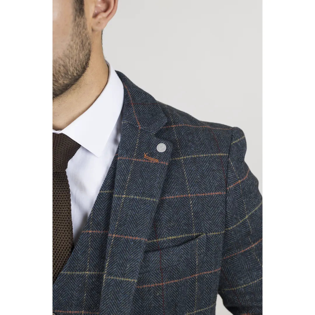 Archer - meeste tumesinine ruuduline kalasabamustriga tviidbleiser
