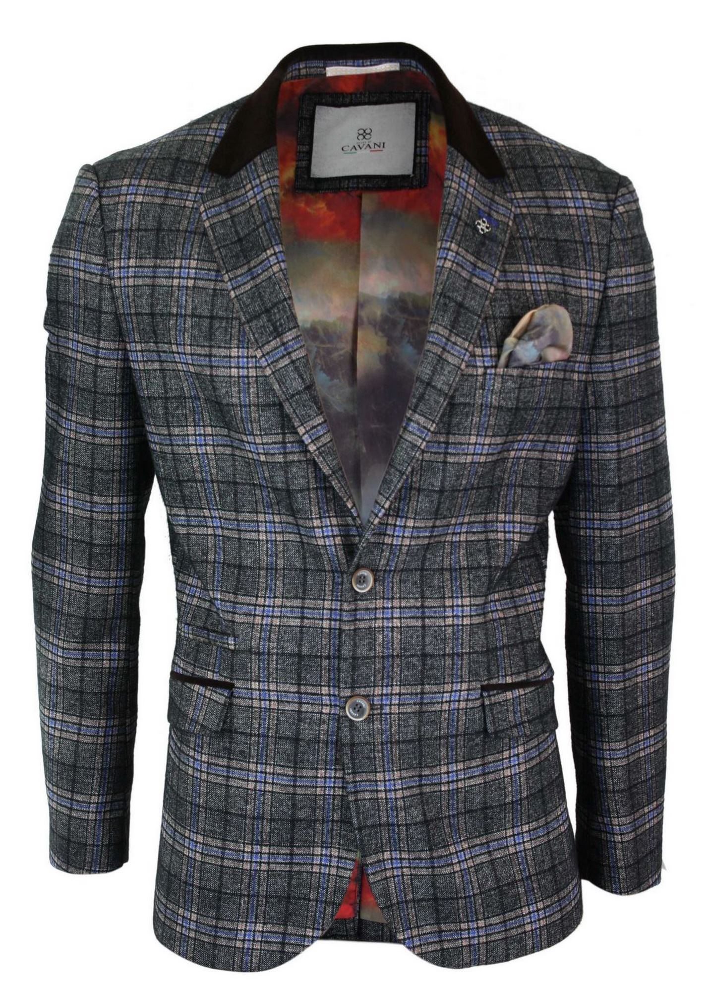 Cavani Archie - meeste vintage tviidruuduline bleiserjakk - must