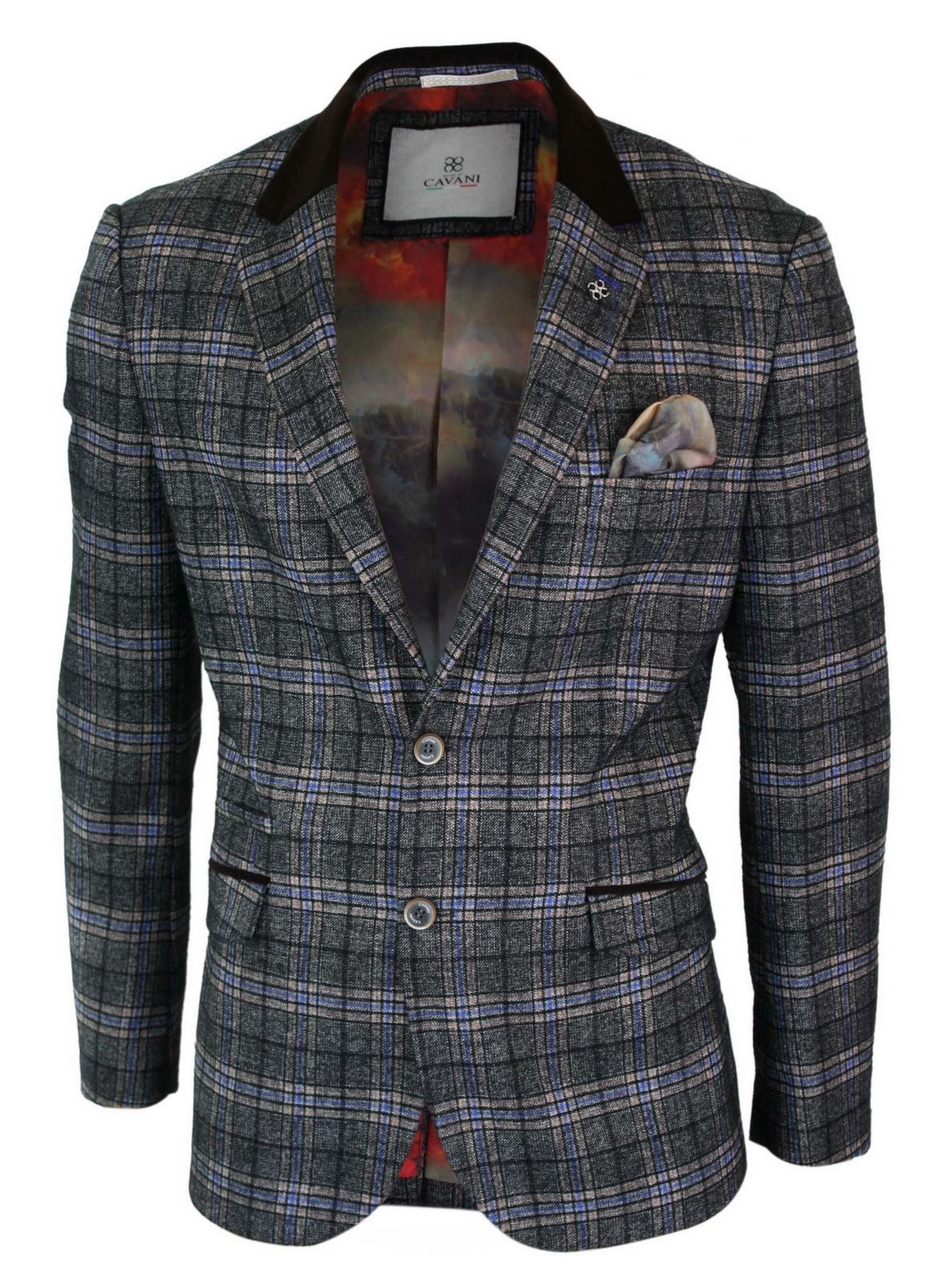 Cavani Archie - meeste vintage tviidruuduline bleiserjakk - must