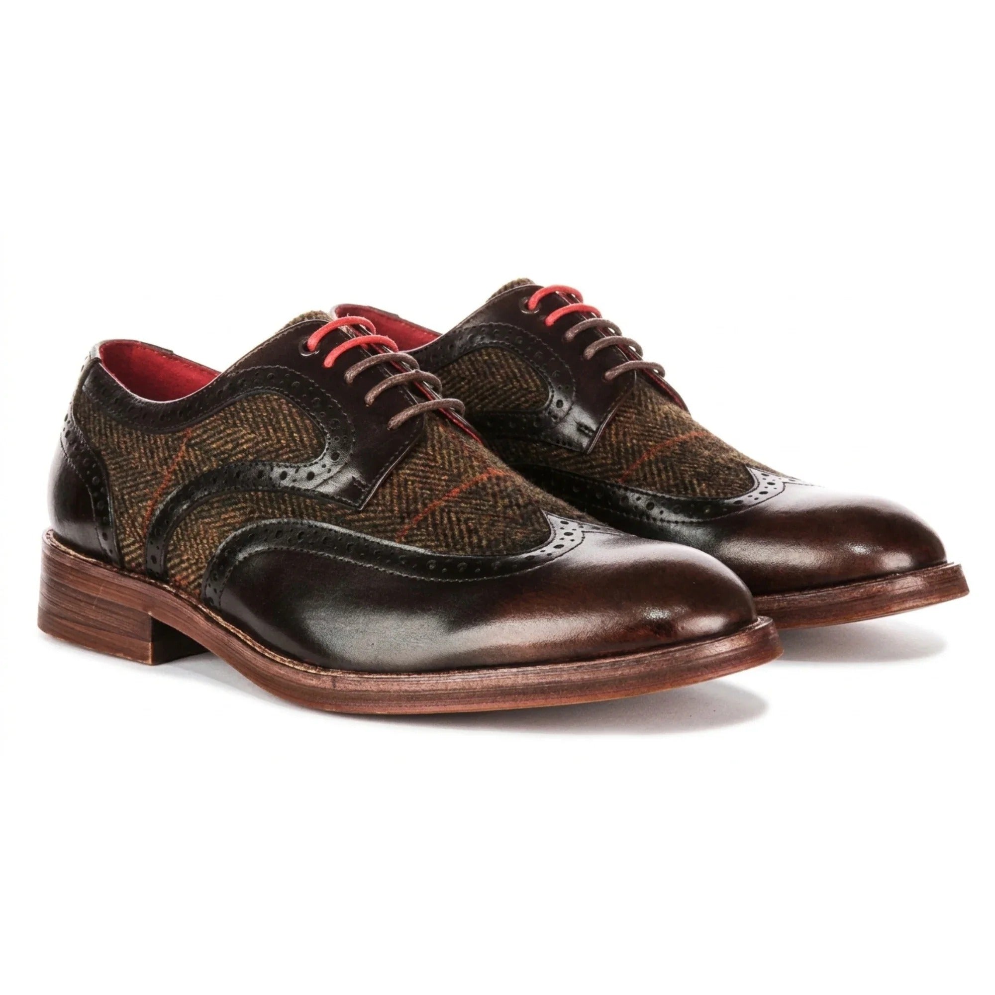 Arlo - meeste pruunid nahast tviidist brogue-kingad