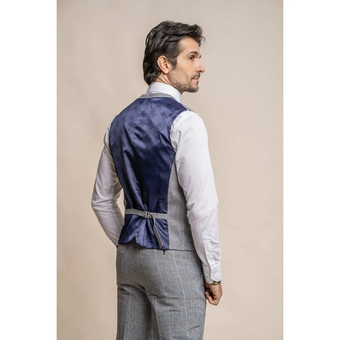 Arriga - meeste hallikassinine ruuduline vest