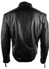 Meeste pärisnahast biker-stiilis vintage must lukuga taskutega vabaaja liibuv jope - must