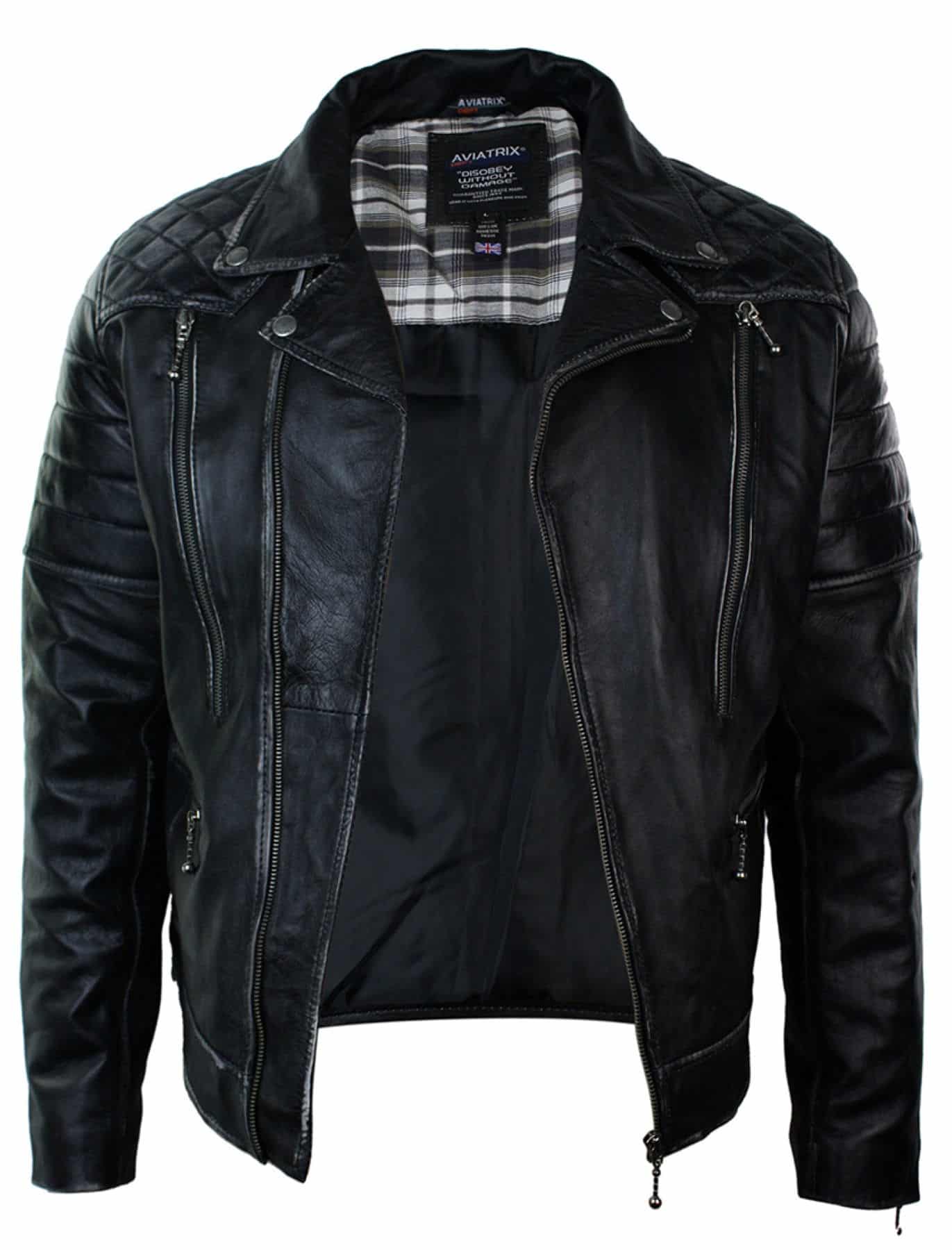 Ehtne nahkne punkroki ristikujulise lukuga meeste bikerjakk vintage retroefektiga