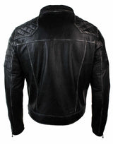 Ehtne nahkne punkroki ristikujulise lukuga meeste bikerjakk vintage retroefektiga