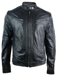 Ehtne nahkne, retro stiilis lukuga meeste bikerjakk, pruun, Nevada, puidumust, urban-must