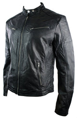 Ehtne nahkne, retro stiilis lukuga meeste bikerjakk, pruun, Nevada, puidumust, urban-must