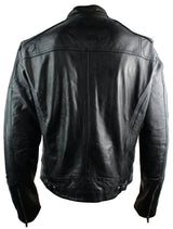 Ehtne nahkne, retro stiilis lukuga meeste bikerjakk, pruun, Nevada, puidumust, urban-must