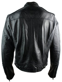 Ehtne nahkne, retro stiilis lukuga meeste bikerjakk, pruun, Nevada, puidumust, urban-must