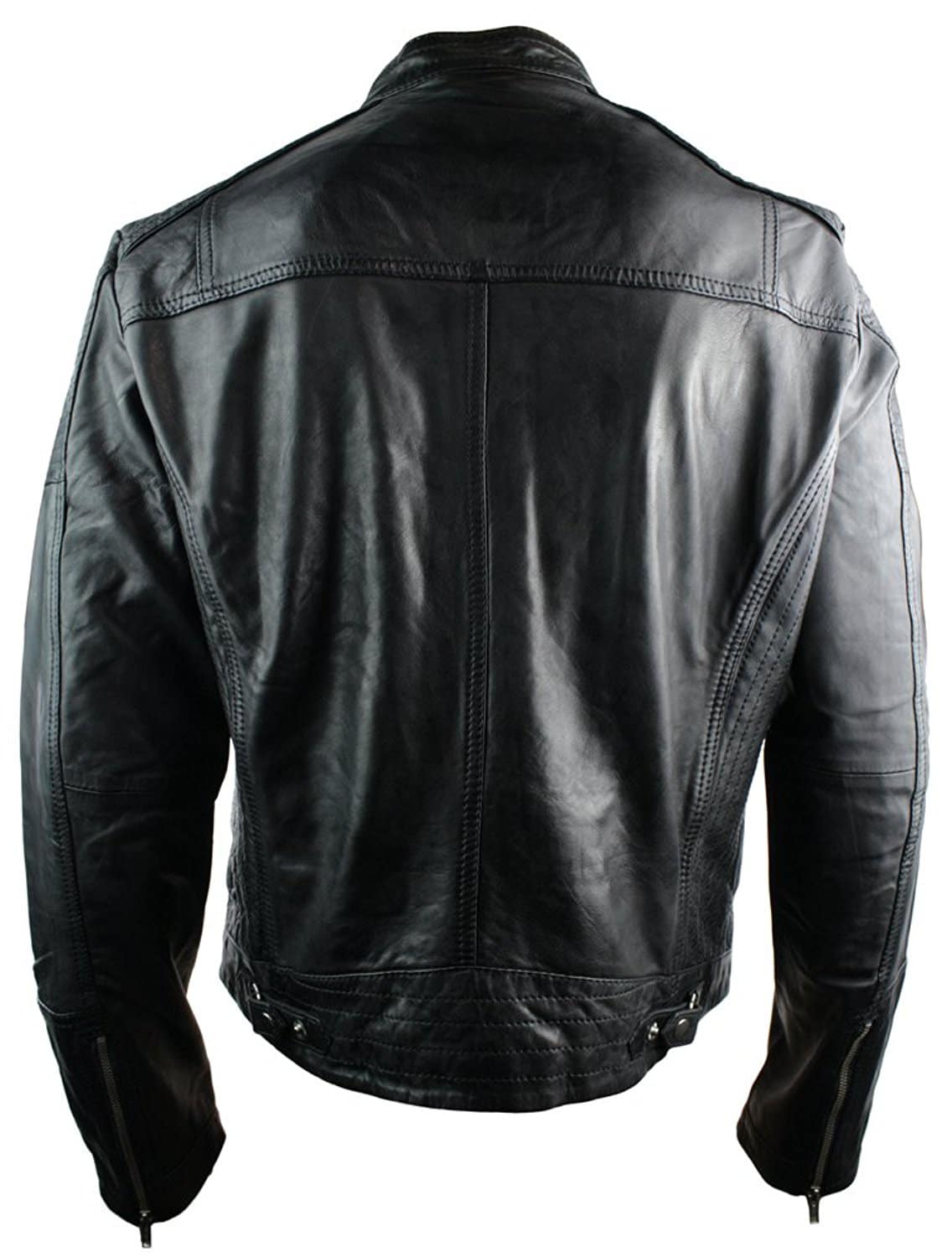 Ehtne nahkne, retro stiilis lukuga meeste bikerjakk, pruun, Nevada, puidumust, urban-must