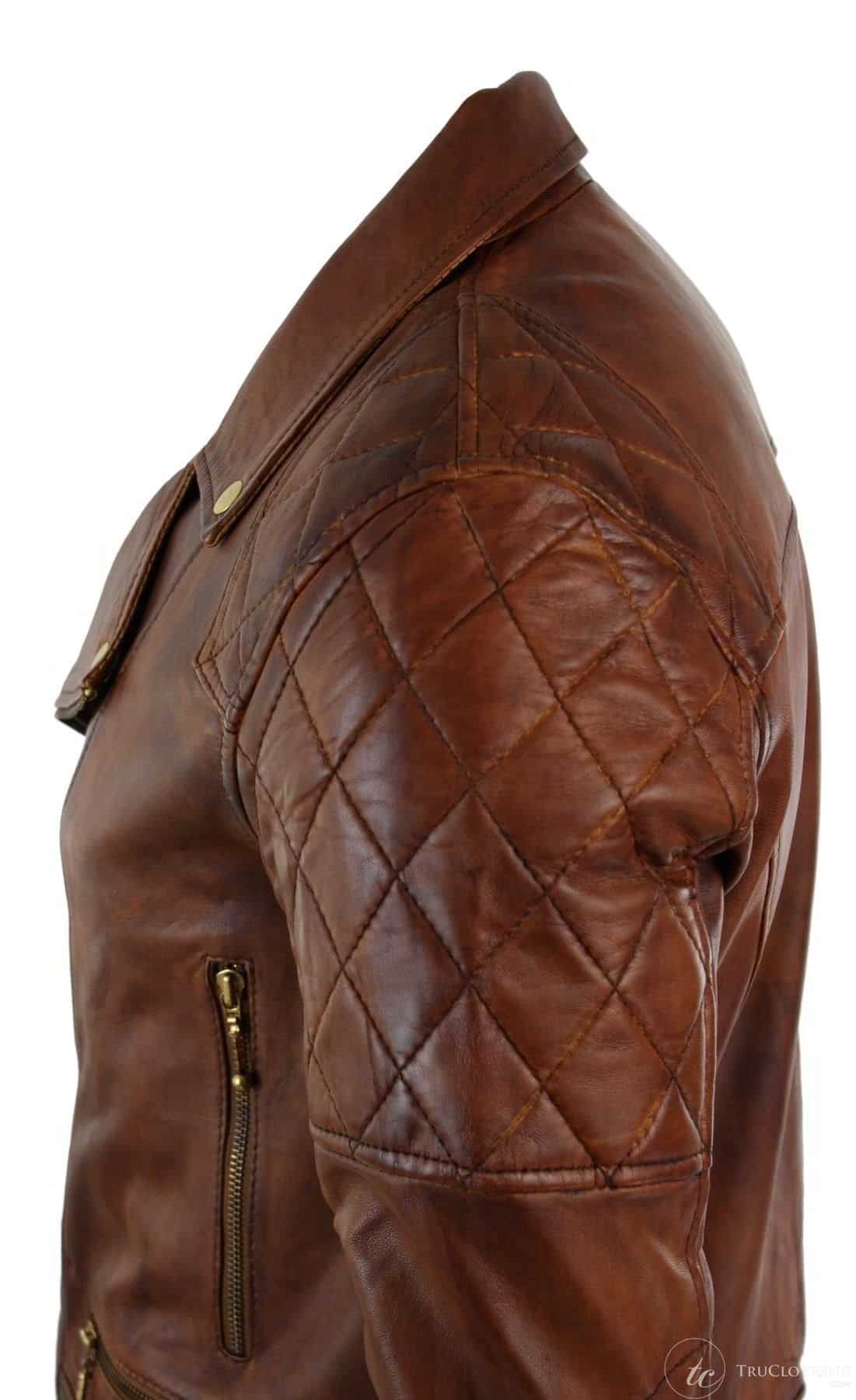 Ehtne nahk, kitsas lõige, risti lukuga, retro-vintage pruun biker-punk-rokk meeste jope - Nevada Timber