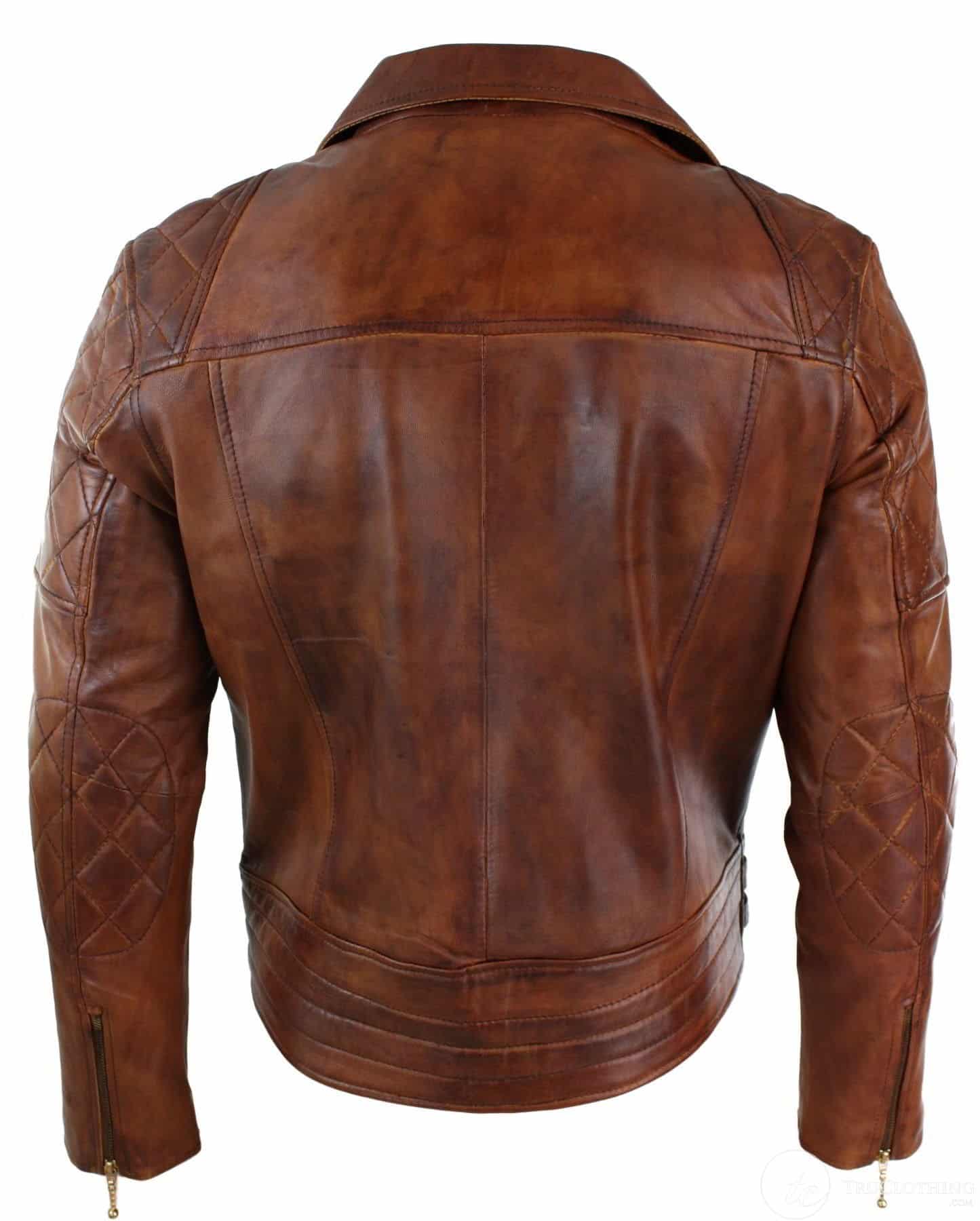 Ehtne nahk, kitsas lõige, risti lukuga, retro-vintage pruun biker-punk-rokk meeste jope - Nevada Timber