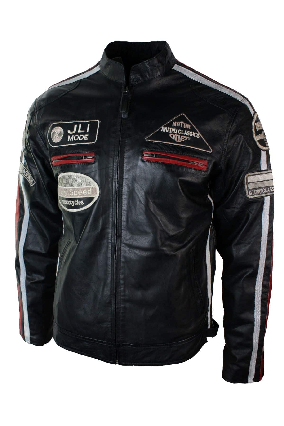 Ehtne nahkne klassikaline retro meeste bikerijakk, kõrbepruun, hall, vabaaja-must