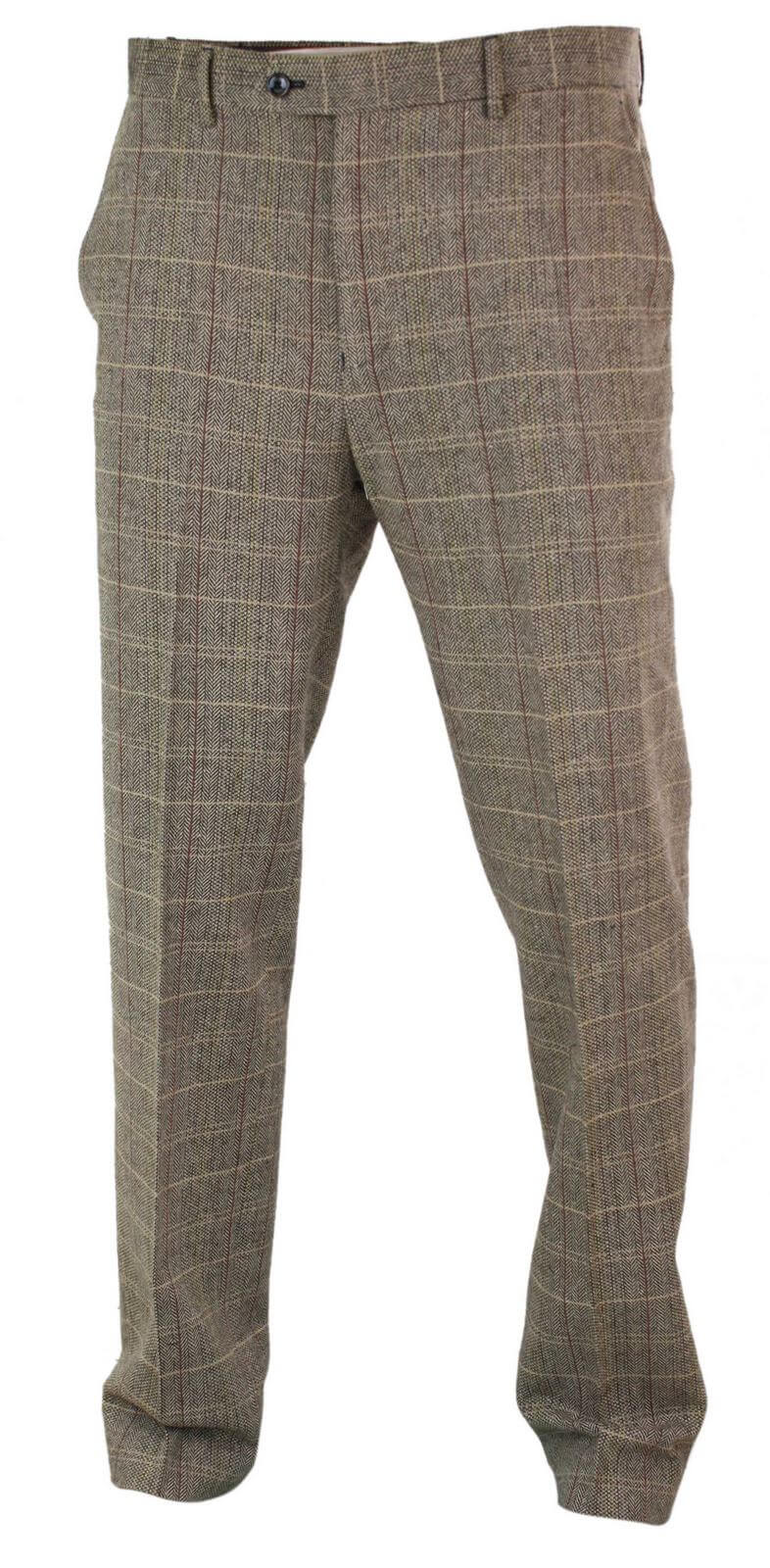 Meeste kalasabamustriga tviidruudulised Peaky Blindersi püksid villast Vintage Classic