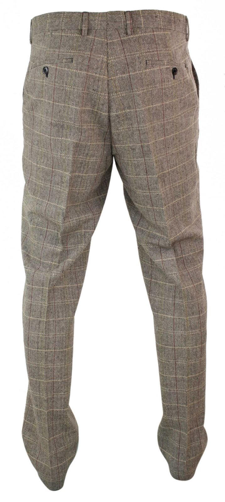 Meeste kalasabamustriga tviidruudulised Peaky Blindersi püksid villast Vintage Classic