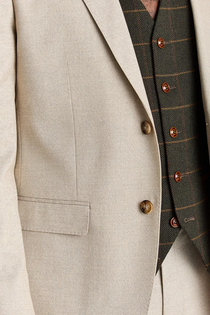 Belmonti beež ülikond ja Harris Green Tweed vest