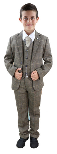 Poiste helepruuni värvi tviidülikond - Peaky Blinders Suit Albert