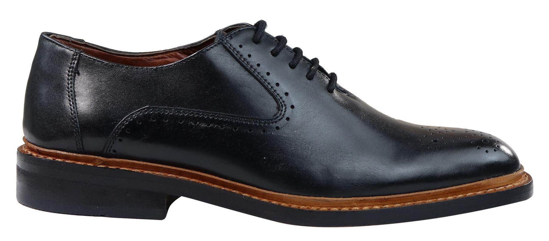 Meeste brogue Oxfordi kingad, helepruunid, mustad paeltega nahast, Goodyeari vöödega