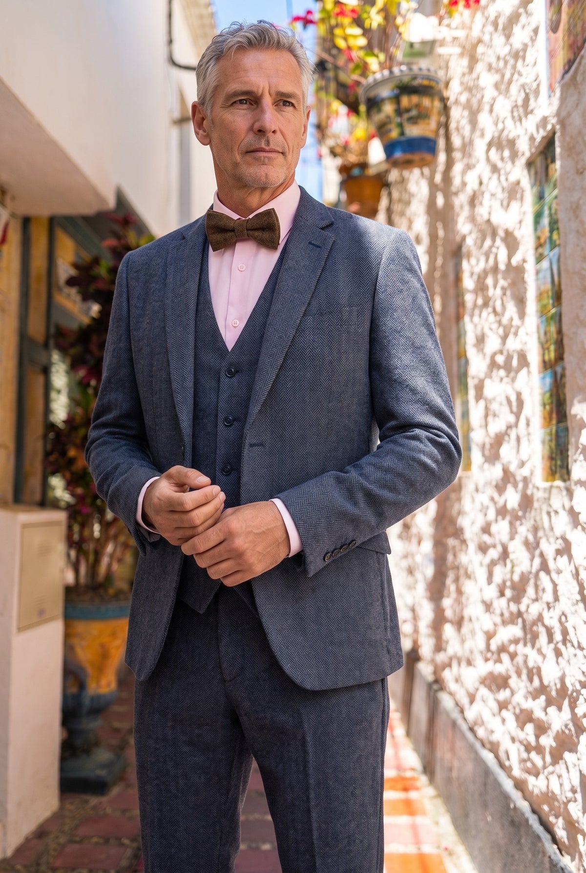 Look #956 styled with Thomas - meeste tumesinine kolmeosaline villasegu tviidülikond