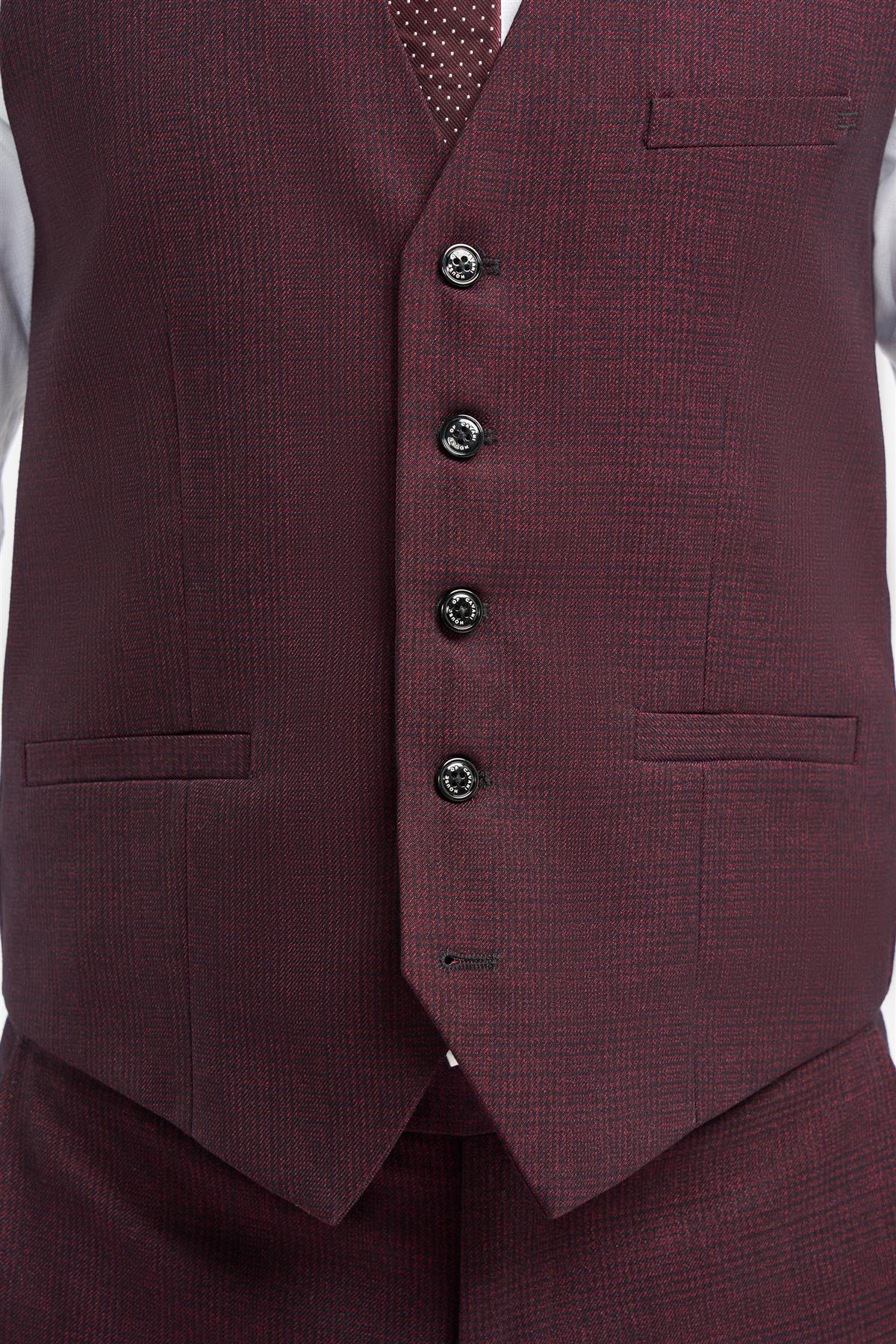 Caridi - meeste burgundipunane ruuduline vest