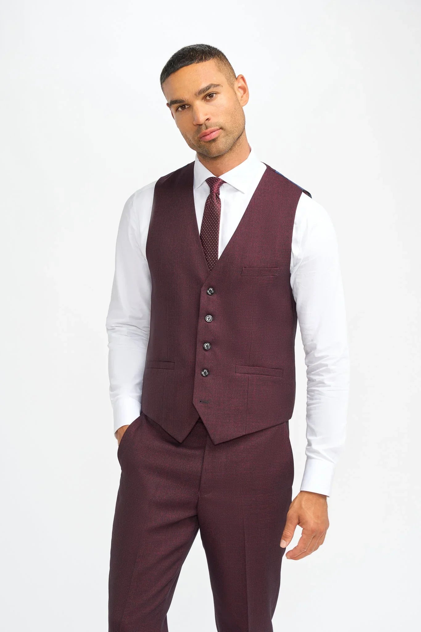 Caridi - meeste burgundipunane ruuduline vest