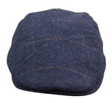 Cavani Kempson Flat Cap - meeste tviidvillast ruuduline vanaisa müts vintage stiilis - oliivroheline/tumesinine