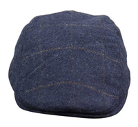 Cavani Kempson Flat Cap - meeste tviidvillast ruuduline vanaisa müts vintage stiilis - oliivroheline/tumesinine