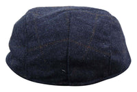 Cavani Kempson Flat Cap - meeste tviidvillast ruuduline vanaisa müts vintage stiilis - oliivroheline/tumesinine