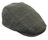 Cavani Kempson Flat Cap - meeste tviidvillast ruuduline vanaisa müts vintage stiilis - oliivroheline/tumesinine