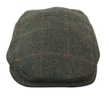 Cavani Kempson Flat Cap - meeste tviidvillast ruuduline vanaisa müts vintage stiilis - oliivroheline/tumesinine