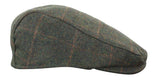 Cavani Kempson Flat Cap - meeste tviidvillast ruuduline vanaisa müts vintage stiilis - oliivroheline/tumesinine