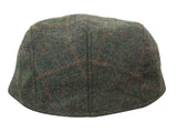 Cavani Kempson Flat Cap - meeste tviidvillast ruuduline vanaisa müts vintage stiilis - oliivroheline/tumesinine