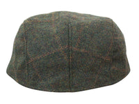 Cavani Kempson Flat Cap - meeste tviidvillast ruuduline vanaisa müts vintage stiilis - oliivroheline/tumesinine