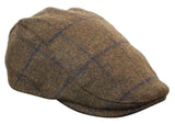 Cavani Kempson Flat Cap - meeste tviidvillast ruuduline vanaisa müts vintage stiilis - oliivroheline/tumesinine